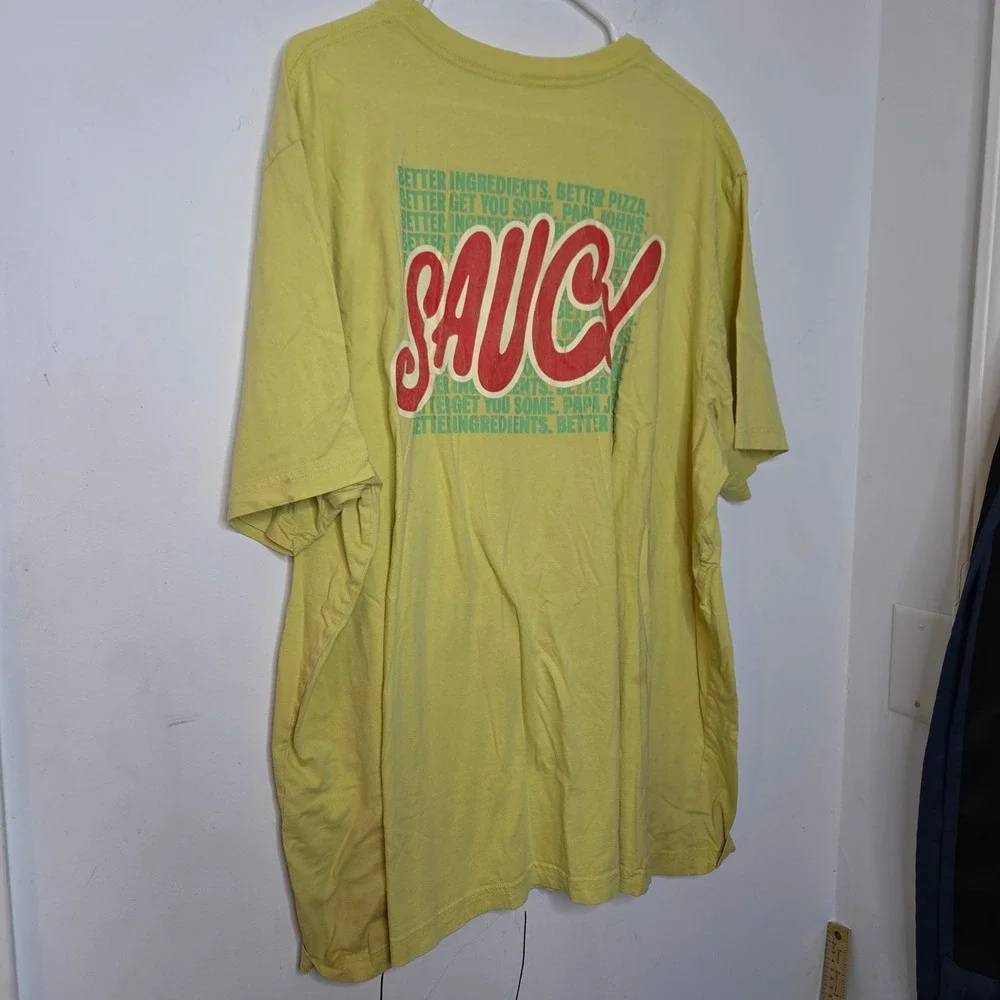Papa Johns Saucy Graphic T-Shirt Mens 4XL Yellow Bella Canvas Made in USA